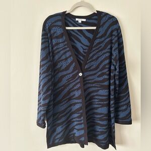 Chico's Cardigan Zebra Patterned in Black and Blue